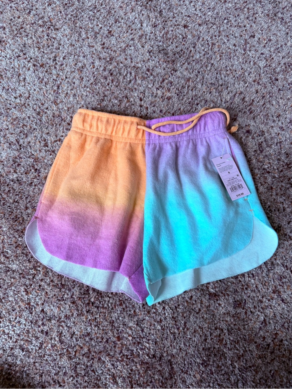 wild fable Pastel Ombre Terry Athletic Shorts in Peach, Lavender & Aqua